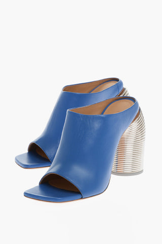 Open-Toe Leather Mules With Statement Heel 11 cm