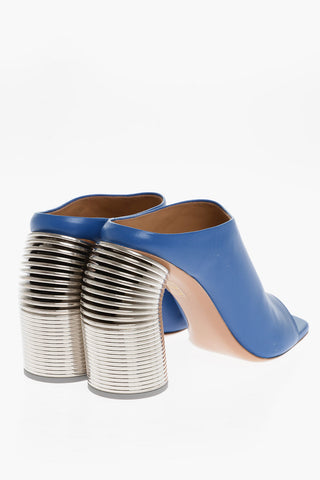 Open-Toe Leather Mules With Statement Heel 11 cm