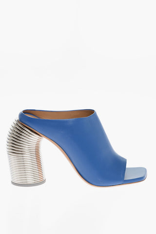 Open-Toe Leather Mules With Statement Heel 11 cm