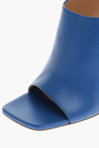 Open-Toe Leather Mules With Statement Heel 11 cm