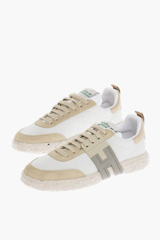 Leather and Suede 3R Low-Top Sneakers with Rubber Logo