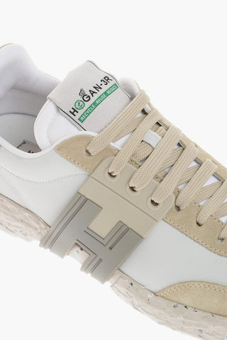 Leather and Suede 3R Low-Top Sneakers with Rubber Logo