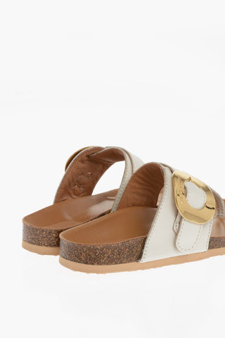 SEE BY Leather Thong Sandals with Golden Maxi Buckle