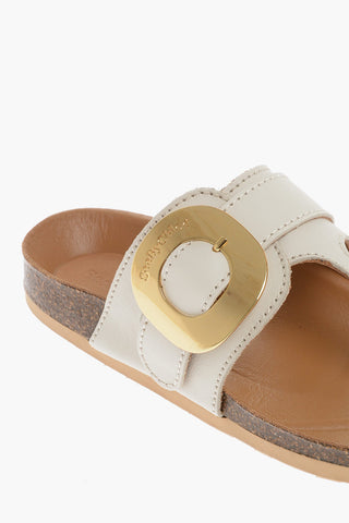 SEE BY Leather Thong Sandals with Golden Maxi Buckle