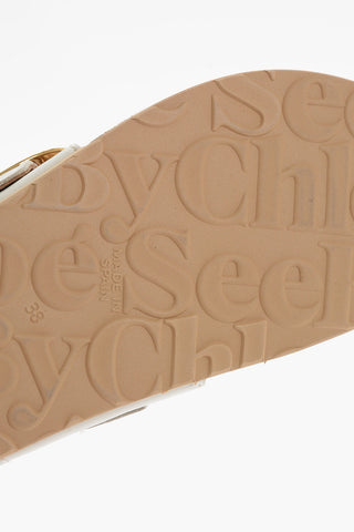 SEE BY Leather Thong Sandals with Golden Maxi Buckle