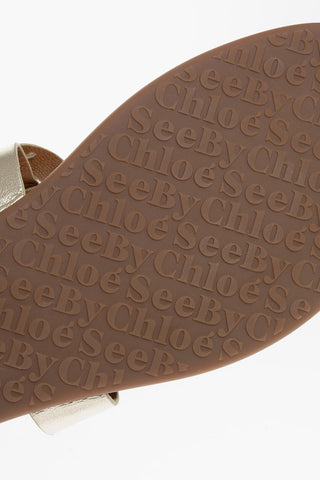 SEE BY Metallic Leather Thong Sandals with Golden Detail