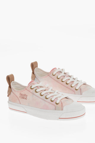 SEE BY Tie Dye Effect Low-Top Sneakers with Leather Details