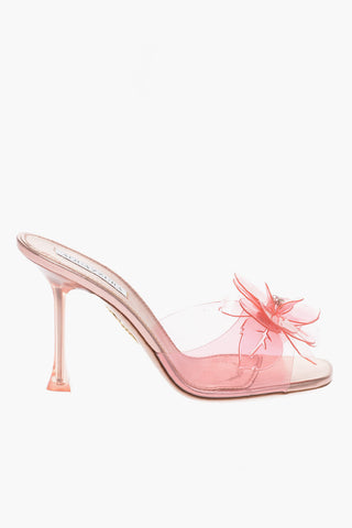 Metallic Leather and Pvc ZSA ZSA Sandals with Flower Detail Heel 9.5cm