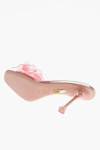 Metallic Leather and Pvc ZSA ZSA Sandals with Flower Detail Heel 9.5cm