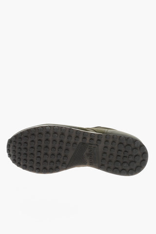 Leather and Fabric Low-Top Sneakers with Contrasting Sole