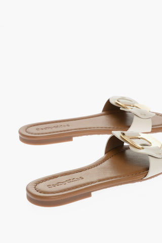 SEE BY Leather Sandals with Maxi Golden Detail