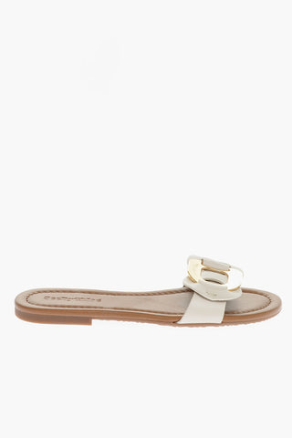 SEE BY Leather Sandals with Maxi Golden Detail