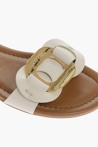 SEE BY Leather Sandals with Maxi Golden Detail