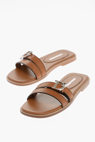 Leather Sandals with Silver-Tone Buckle