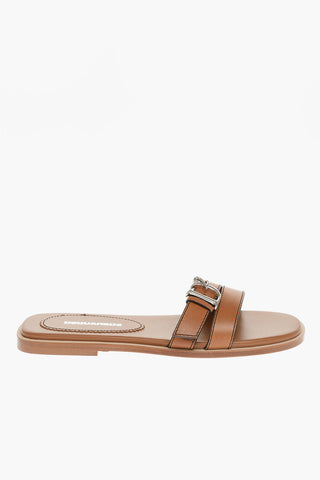 Leather Sandals with Silver-Tone Buckle