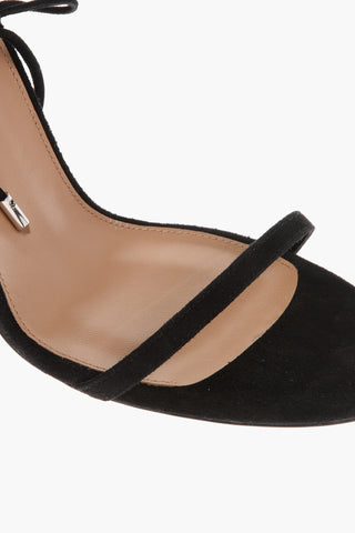 Suede MOONWALK Ankle-Strap Sandals with Jewels and Stiletto Heel 10.5cm
