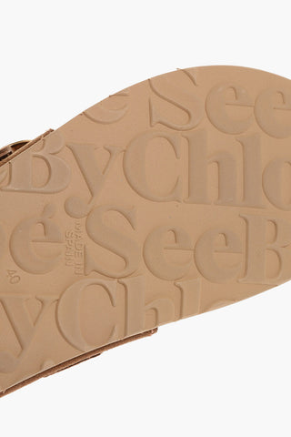 SEE BY Suede Thong Sandals with Maxi Golden Buckle