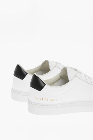 WOMAN Leather Low-Top Sneakers with Contrast detail
