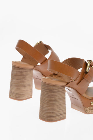 SEE BY Leather Ankle Strap Sandals with Studs 9cm