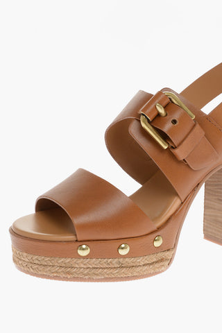 SEE BY Leather Ankle Strap Sandals with Studs 9cm
