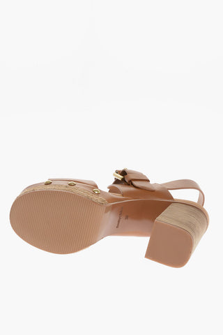 SEE BY Leather Ankle Strap Sandals with Studs 9cm