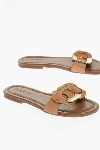 SEE BY Leather Sandals with Maxi Golden Detail