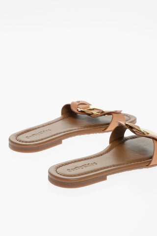 SEE BY Leather Sandals with Maxi Golden Detail