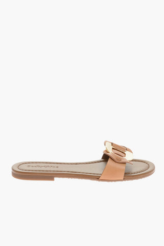 SEE BY Leather Sandals with Maxi Golden Detail
