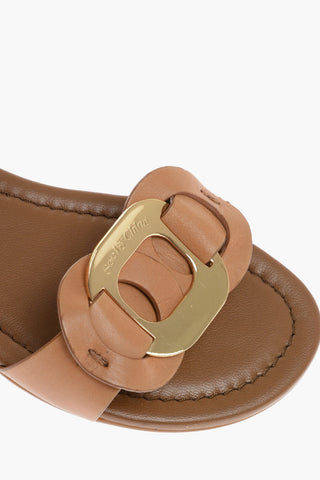 SEE BY Leather Sandals with Maxi Golden Detail