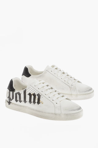 Vintage Effect Leather SPRAYPRINT Low-Top Sneakers