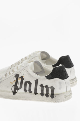 Vintage Effect Leather SPRAYPRINT Low-Top Sneakers