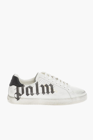 Vintage Effect Leather SPRAYPRINT Low-Top Sneakers
