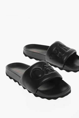 Embroidered Logo BOOKISH Leather Slides