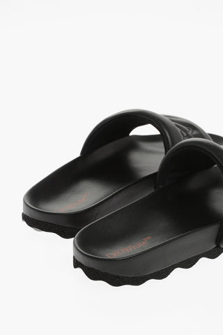 Embroidered Logo BOOKISH Leather Slides
