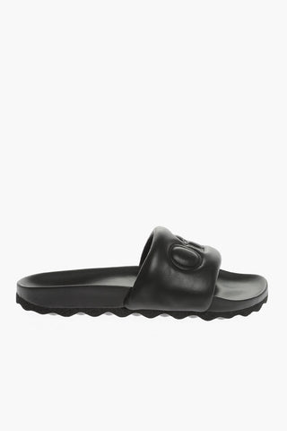 Embroidered Logo BOOKISH Leather Slides