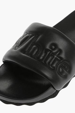 Embroidered Logo BOOKISH Leather Slides