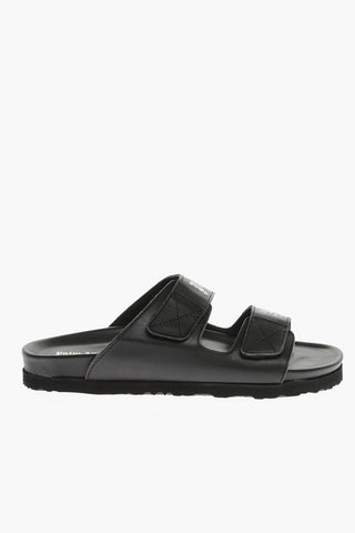 Slides In Pelle Con Stampa Logo E Chiusura Strech