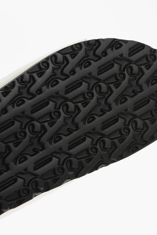 Leather Sandals With Logo Print And Stretch Closure