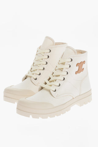 Solid Color Canvas Ankle Boots with Triomphe Detail