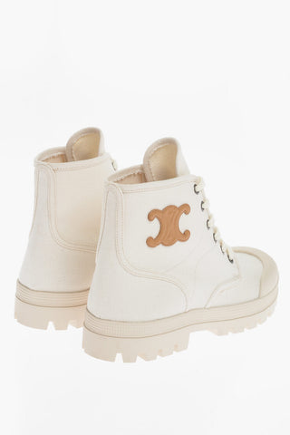 Solid Color Canvas Ankle Boots with Triomphe Detail