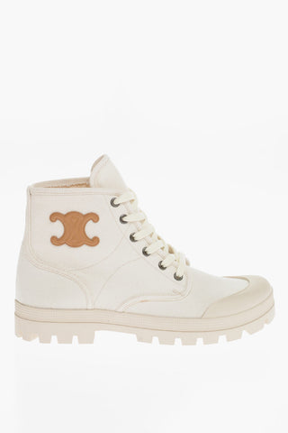 Solid Color Canvas Ankle Boots with Triomphe Detail