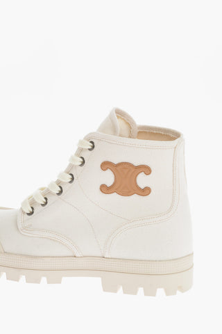 Solid Color Canvas Ankle Boots with Triomphe Detail