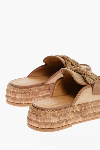 Sabot in Rafia con Rifiniture in Pelle e Platform 5cm