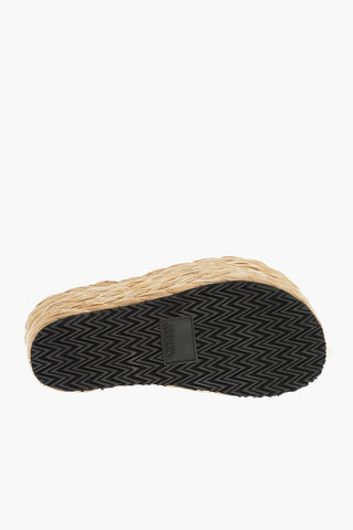 Lace-up Sandals with Raffia Wedge 7cm