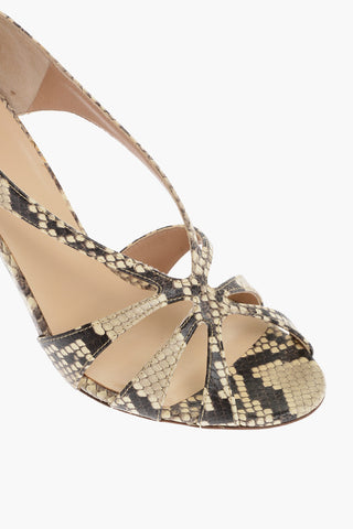 Python Effect Leather Sandals with Stiletto Heel 11cm