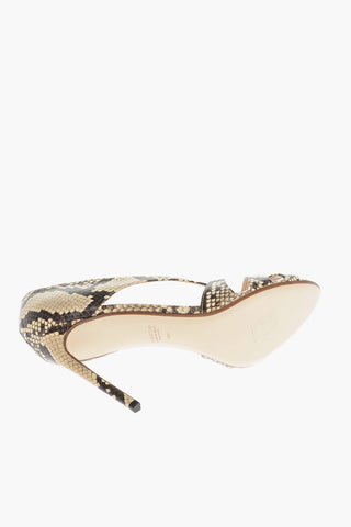 Python Effect Leather Sandals with Stiletto Heel 11cm