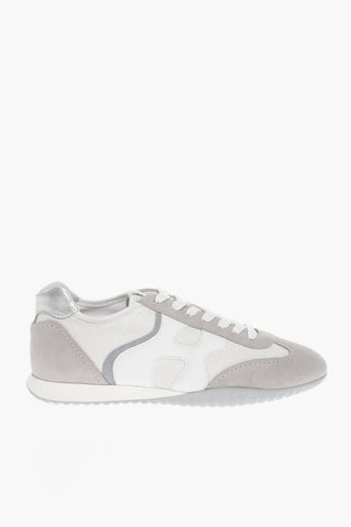 Two-Tone Lurex and Suede OLYMPIA Low-Top Sneakers