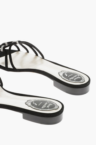 Suede Sandals Embellished with Rhinestones