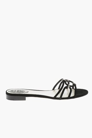 Suede Sandals Embellished with Rhinestones