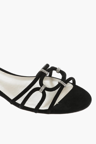 Suede Sandals Embellished with Rhinestones